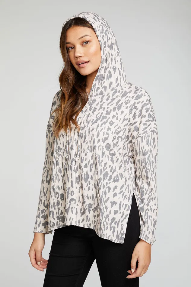 Womens Outerwear Chaser Brand Rpet Love Rib Long Sleeve Drop Shoulder Slit Side Pullover Hoodie