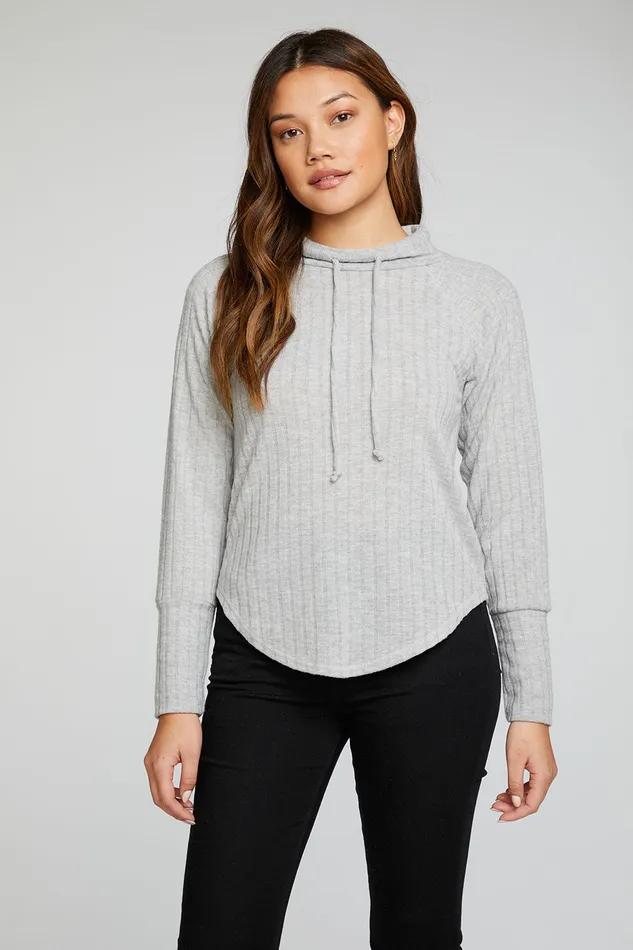 Womens Poor Boy Rib Long Sleeve Funnel Neck Raglan Shirttail Pullover Tops Chaser Brand Womens Poor Boy Rib Long Sleeve Funnel Neck Raglan Shirttail Pullover Tops Chaser Brand
