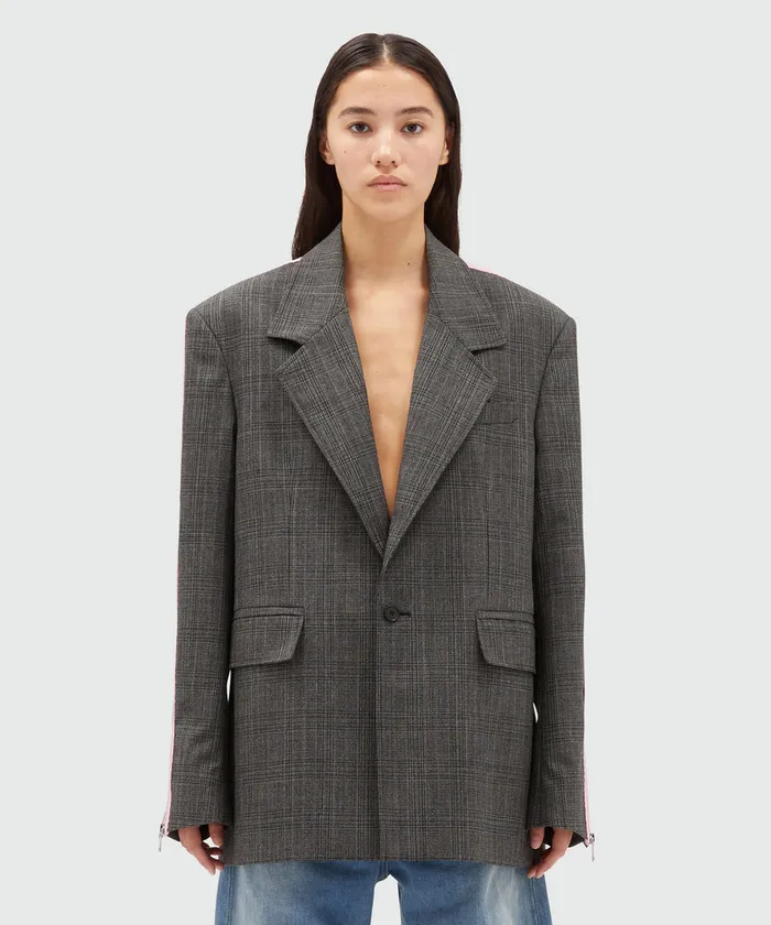 Wool Prince Of Wales Jacket Women MSGM Blazers