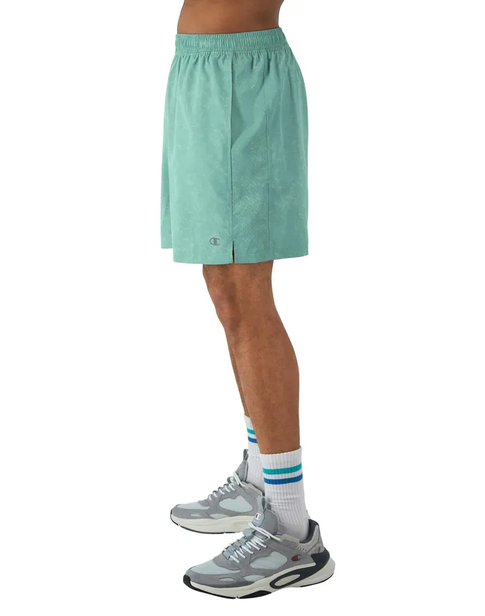Woven Sport Shorts Moisture Wicking Allover Print 7034 Rock Texture Nimbus Green Men Champion Shorts