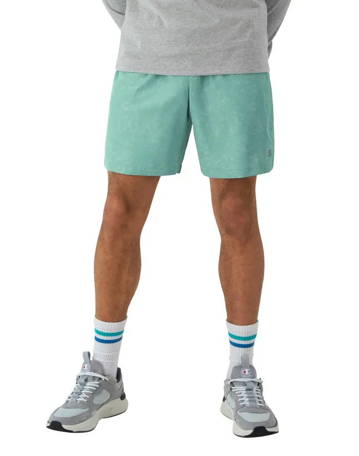 Woven Sport Shorts Moisture Wicking Allover Print 7034 Rock Texture Nimbus Green Men Champion Shorts