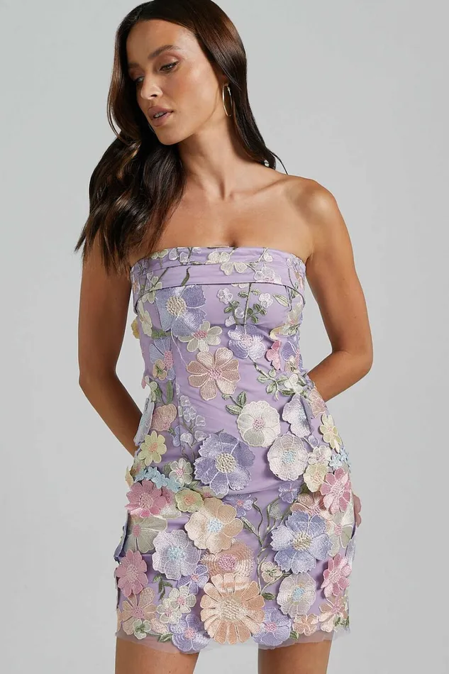 Wren Mini Dress 8211 Strapless Bodycon Garden Flowers Dress In Lilac Women Showpo Dresses Wren Mini Dress 8211 Strapless Bodycon Garden Flowers Dress In Lilac Women Showpo Dresses