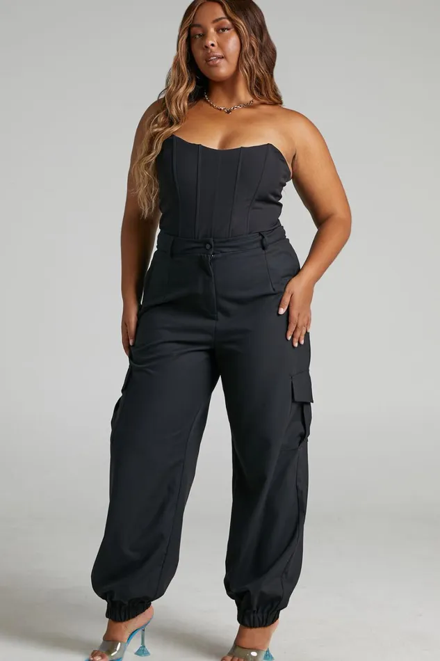 Xyriel 8211 High Waisted Utility Style Cargo Pants In Black Women Showpo Pants