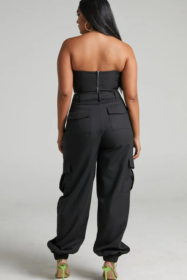 Xyriel 8211 High Waisted Utility Style Cargo Pants In Black Women Showpo Pants