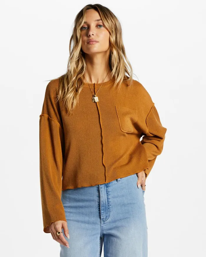 You Seam Happy Rib Knit Top Cider Women Billabong Tops