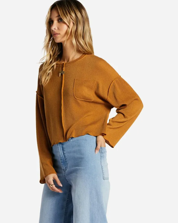 You Seam Happy Rib Knit Top Cider Women Billabong Tops