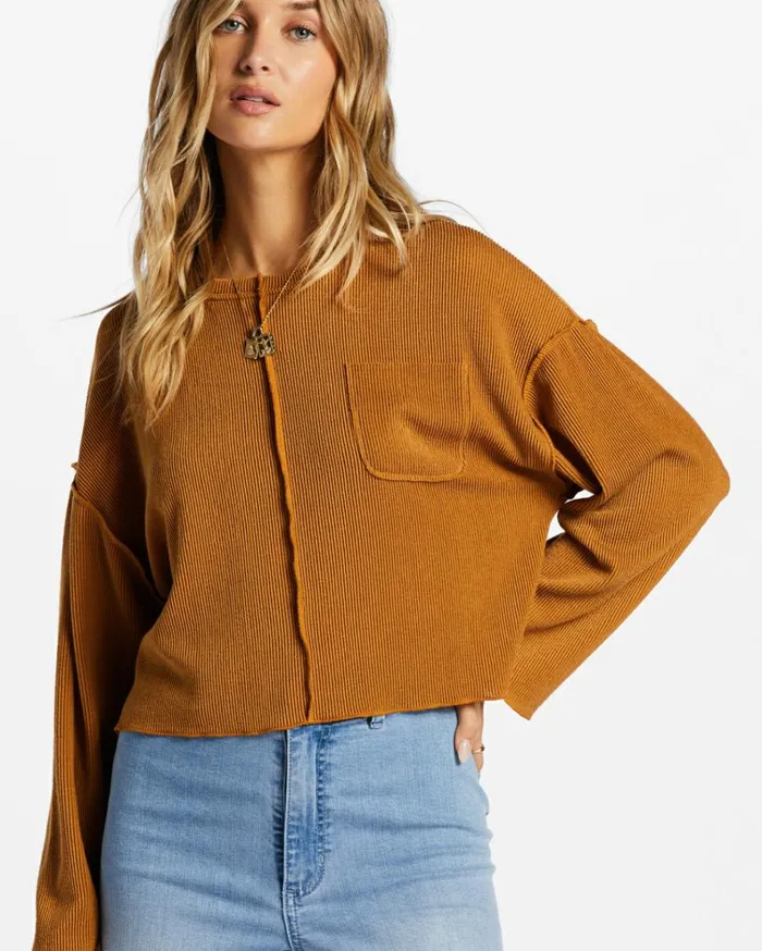 You Seam Happy Rib Knit Top Cider Women Billabong Tops