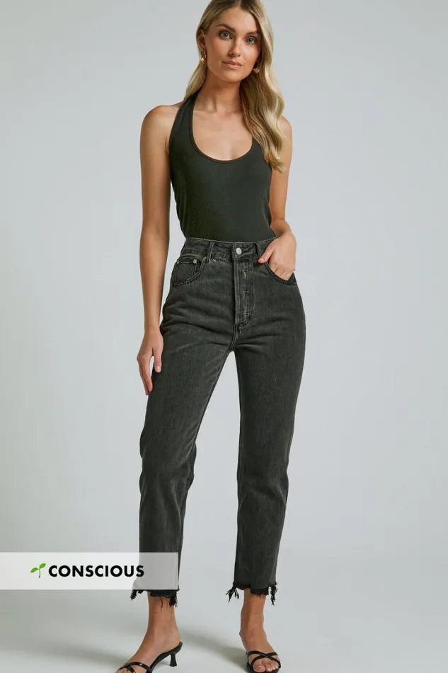 Zelrio Jeans 8211 High Waisted Recycled Cotton Cropped Denim Jeans In Washed Black Women Showpo Jeans Zelrio Jeans 8211 High Waisted Recycled Cotton Cropped Denim Jeans In Washed Black Women Showpo Jeans