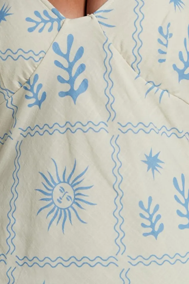 Zinnia Midi Dress 8211 Strappy Linen Slip Dress In BeigeBlue Border Print Women Showpo Conscious