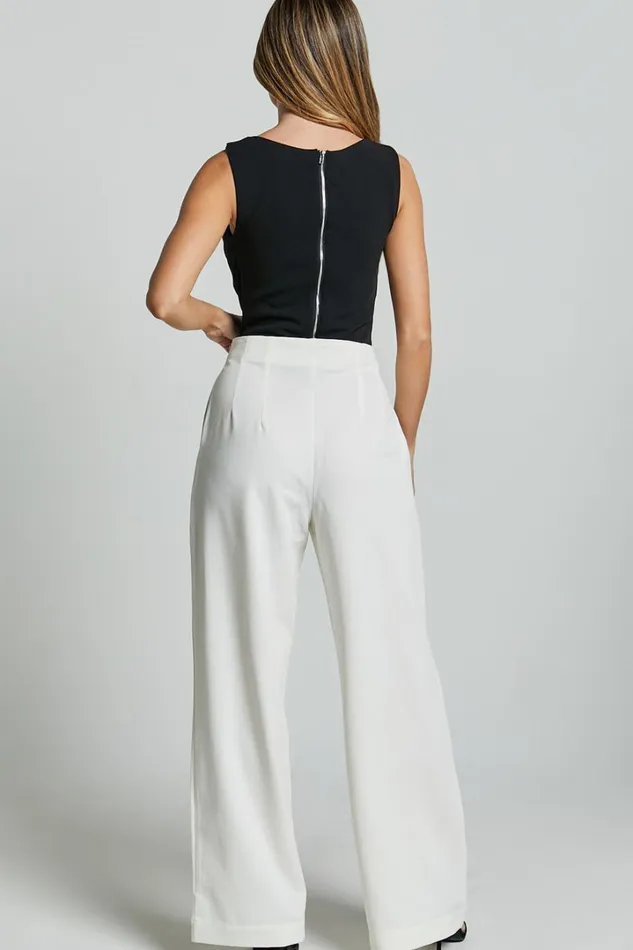 Zoella Pants 8211 High Waisted Pleated Drill Pants In Ivory Women Showpo Pants